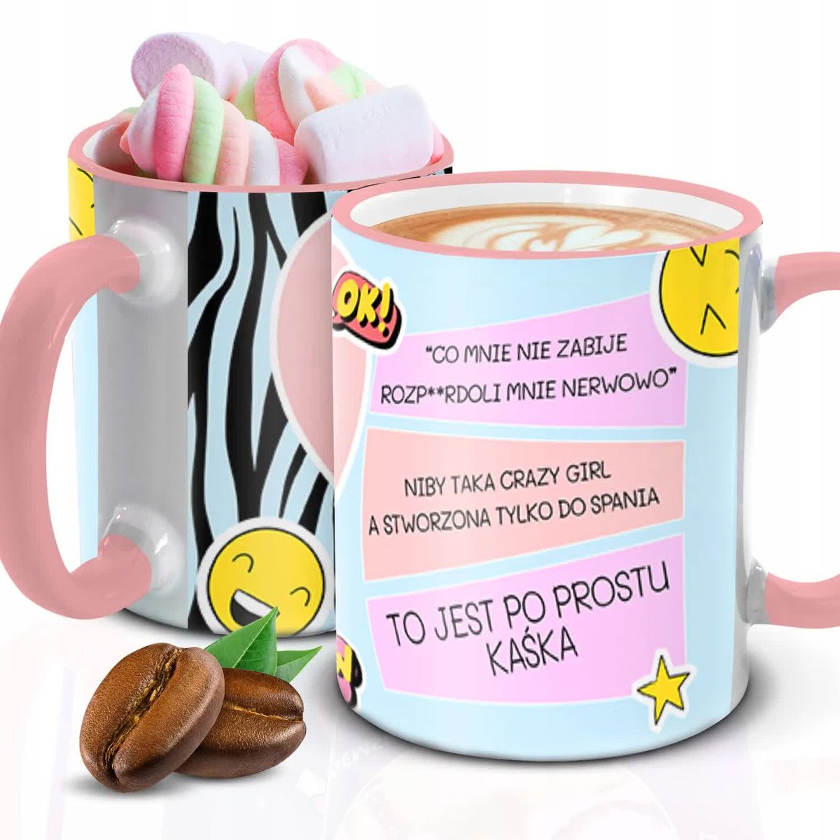 Kubek z Piankami TO JEST PO PROSTU IMIĘ Biało Różowy Kreator