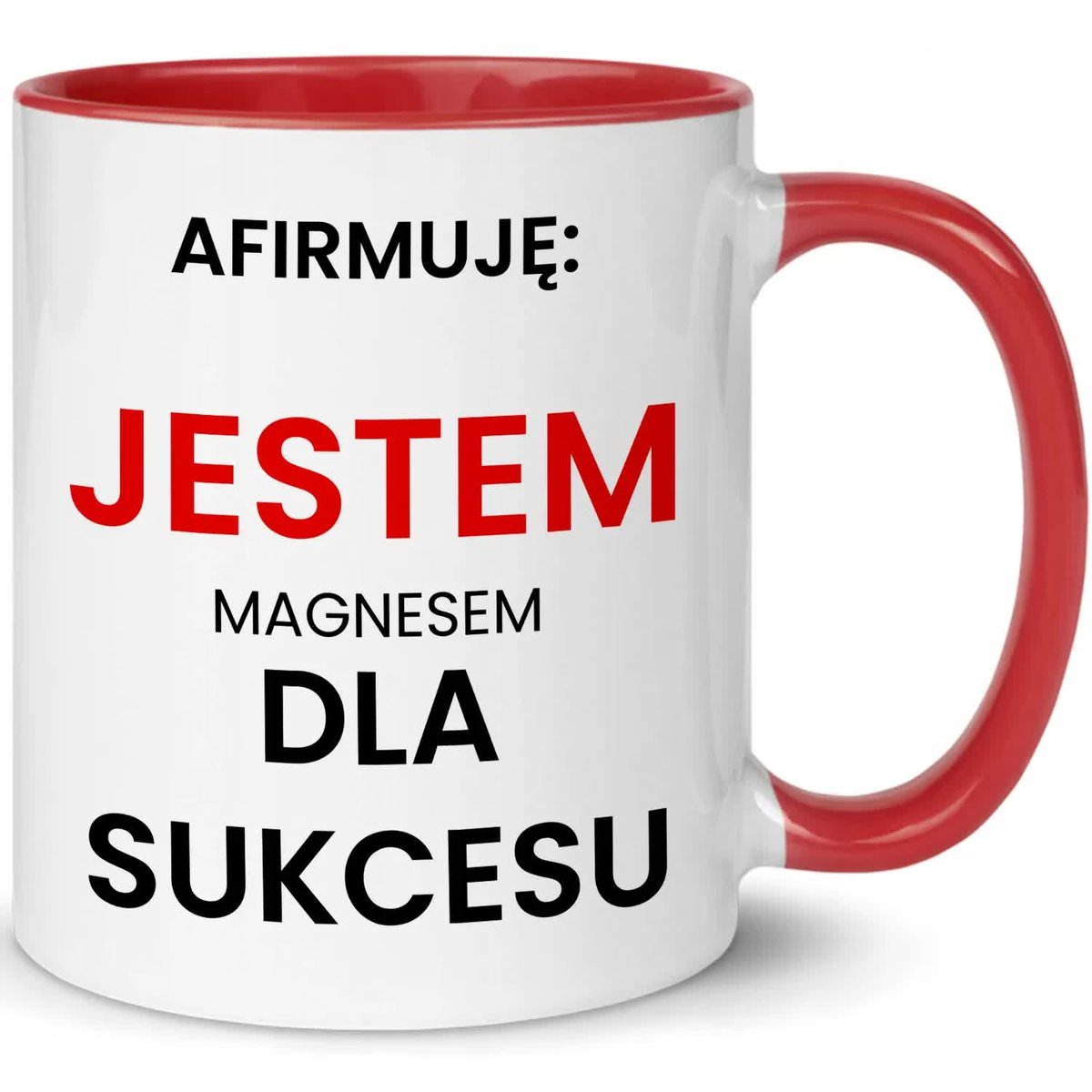 KUBEK BIAŁO-CZERWONY PREZENT VIRAL AFIRMACJA MAGNES NA SUKCES MIX WZ