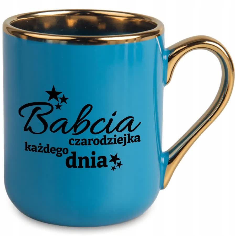 Kubek Elegant Niebieski BABCIA CZARODZIEJKA Dla Dziadków Na Prezent Wzory