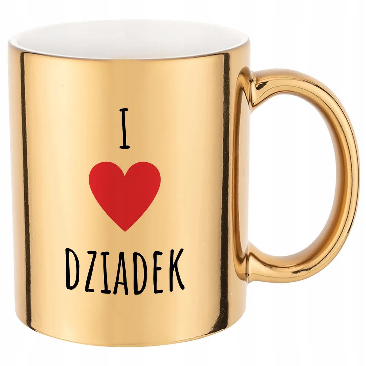 Kubek Złoty Błyszczący I LOVE DZIADEK Prezent Dla Dziadków i Babć Wzory