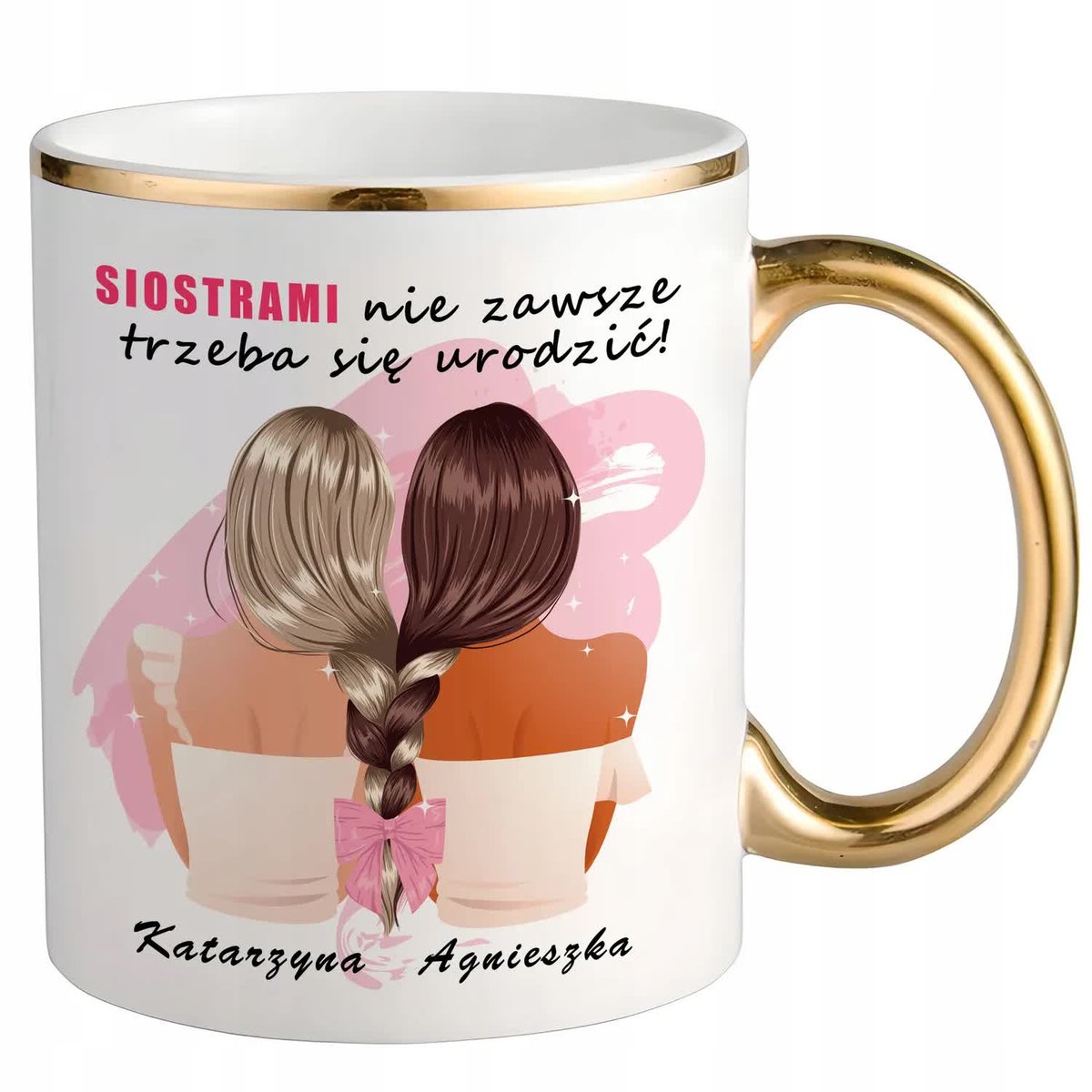 KUBEK BIAŁO- ZŁOTY DLA PRZYJACIÓŁKI SIOSTRY KOLEŻANKI BFF PERSONALIZOWANY
