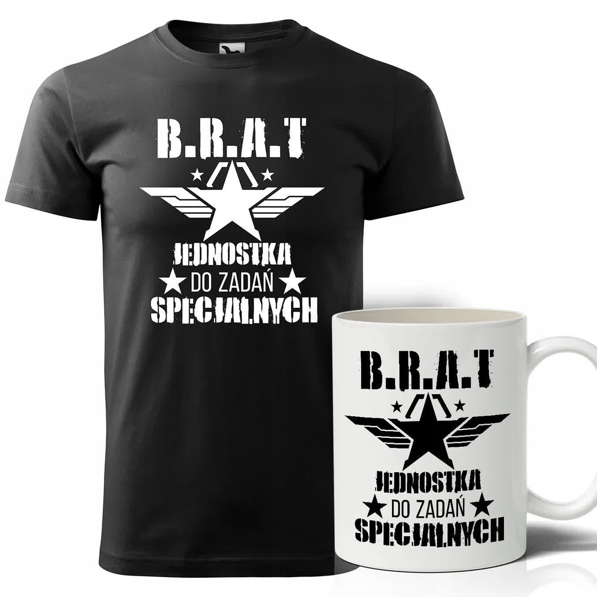 ZESTAW CZARNA KOSZULKA BIAŁY KUBEK IDELANY PREZENT DLA BRATA ROZMIAR - XXL