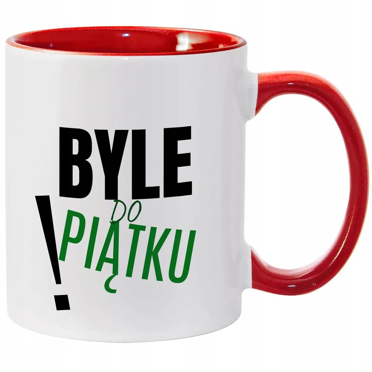 Kubek Biało Czerwony BYLE DO PIĄTKU Na Prezent Do Pracy Zabawne Wzory