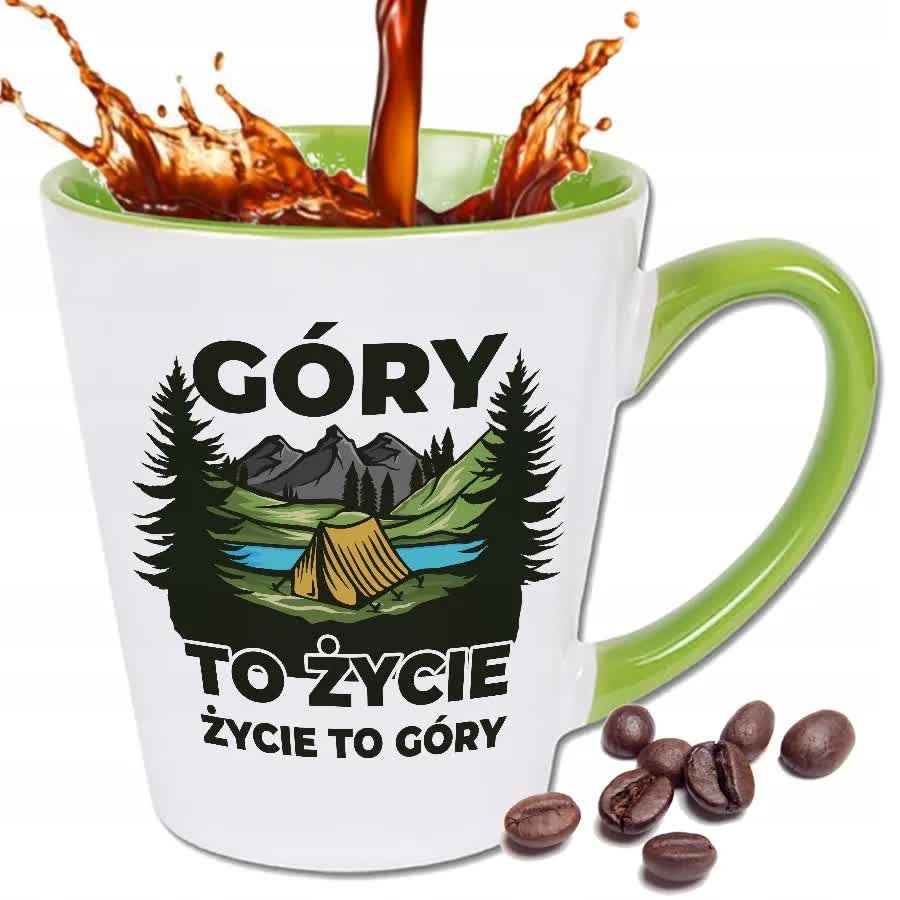 Kubek LATTE MAŁY 350 ML DO KAWY GÓRY TO ŻYCIE WZÓR