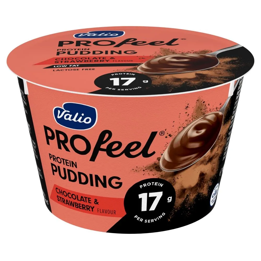 Valio Profeel Pudding wysokobiałkowy o smaku czekoladowym i truskawkowym 180 g