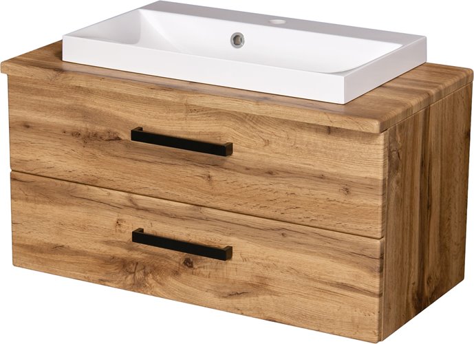 Szafka wisząca z umywalką nablatową 80 cm kolor dąb naturalny 39/2 seria Fokus Loft Gante