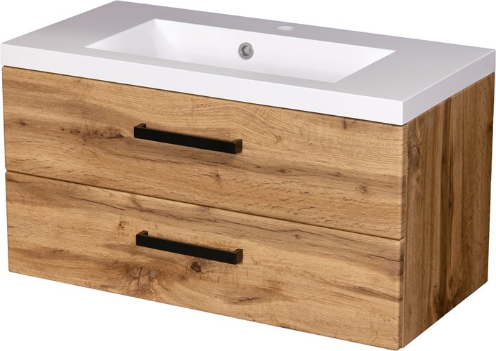 Szafka wisząca z umywalką 80 cm kolor dąb naturalny 39/2 seria Fokus Loft Gante