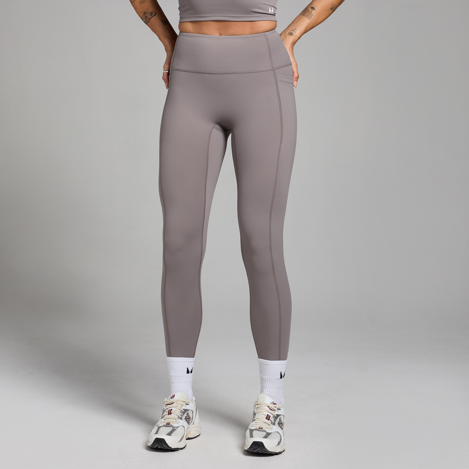 Damskie legginsy z kieszeniami z kolekcji Active MP – Cool Grey - L