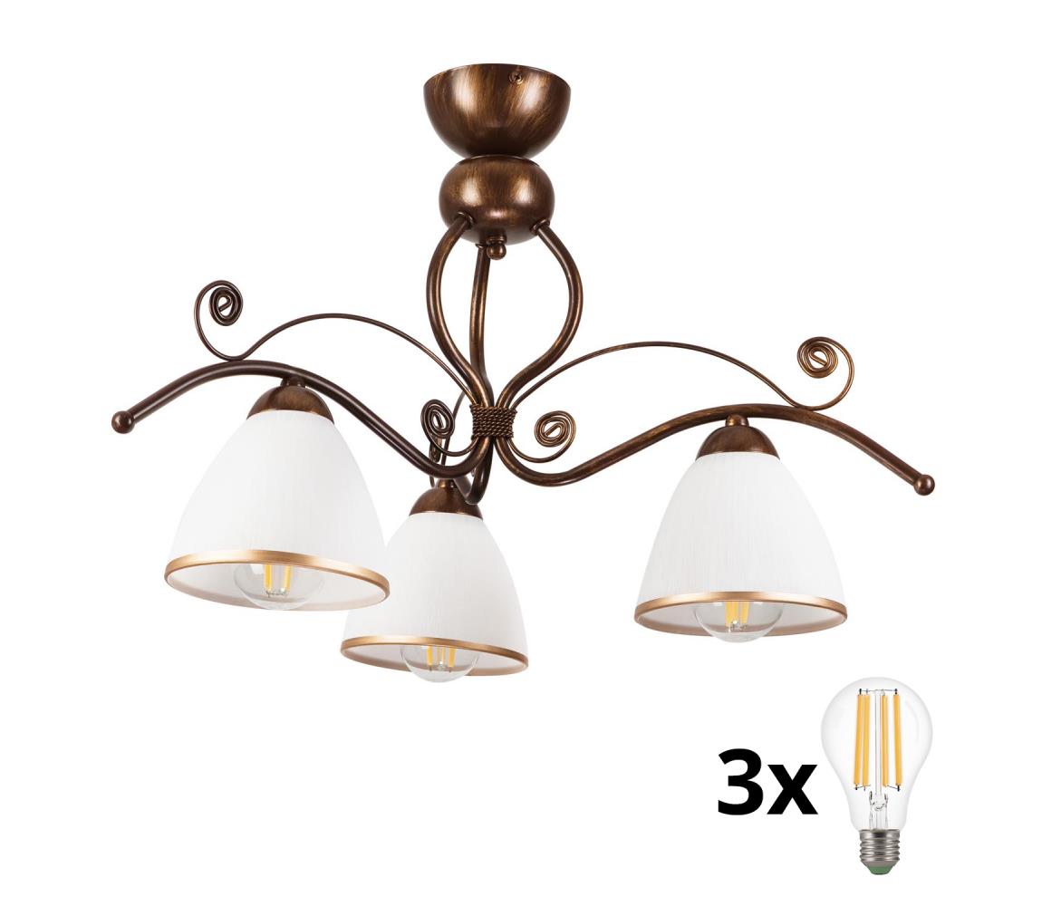 Brilagi - LED Żyrandol natynkowy ANTICO 3xE27/60W/230V brąz patyna