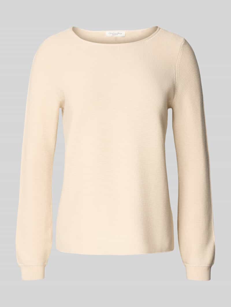 Bluzka z długim rękawem o kroju regular fit z imitacji dzianiny z czystej bawełny