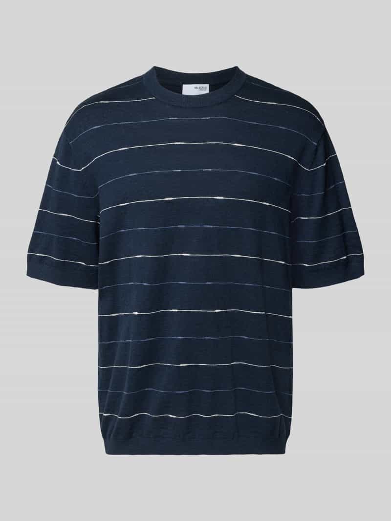 Bluzka z dzianiny o kroju regular fit z mieszanki bawełny i lnu model ‘BERG SUN’