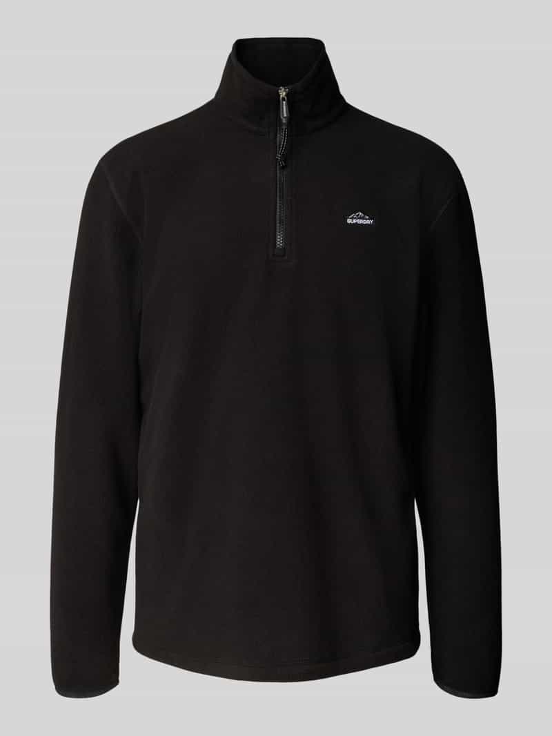 Sweter z polaru z wyhaftowanym logo i stójką