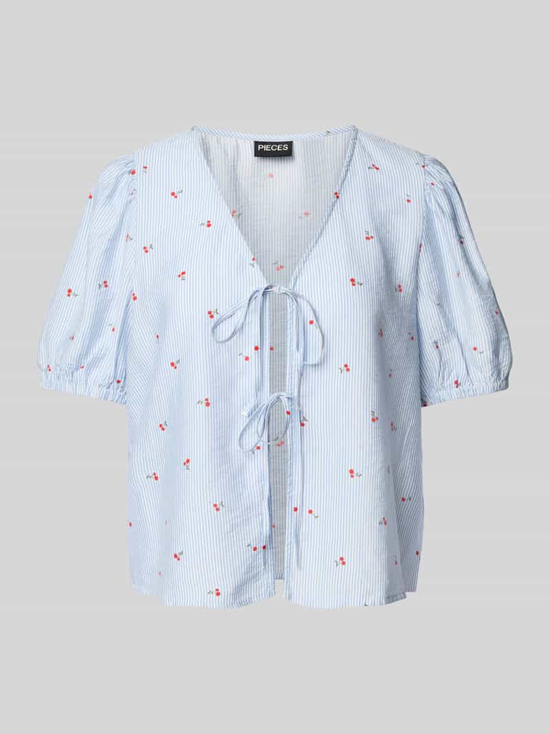 Bluzka o kroju regular fit z wiązaniem model ‘FIONNA’