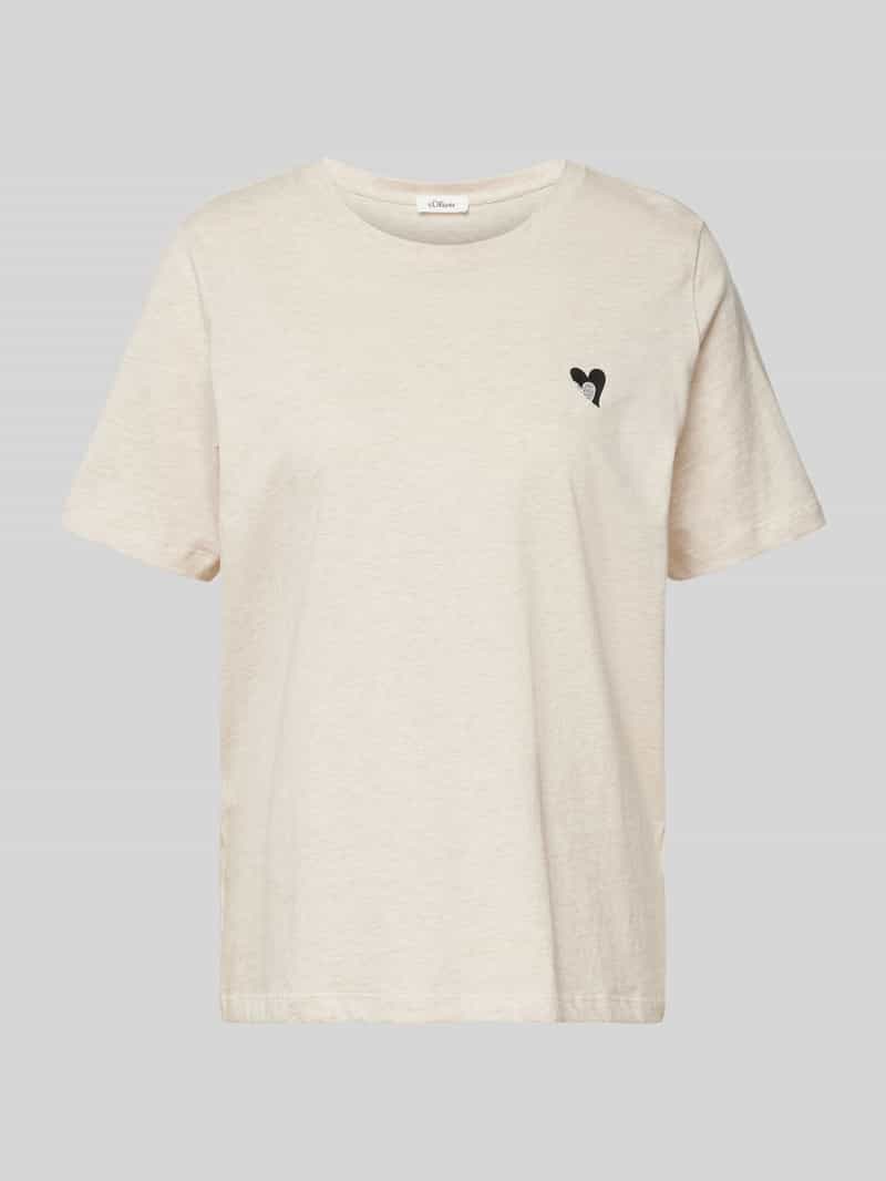 T-shirt o kroju relaxed fit z czystej bawełny z wyhaftowanym sercem