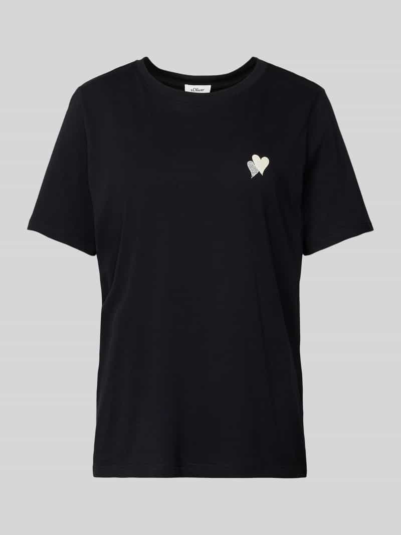 T-shirt o kroju relaxed fit z czystej bawełny z wyhaftowanym sercem