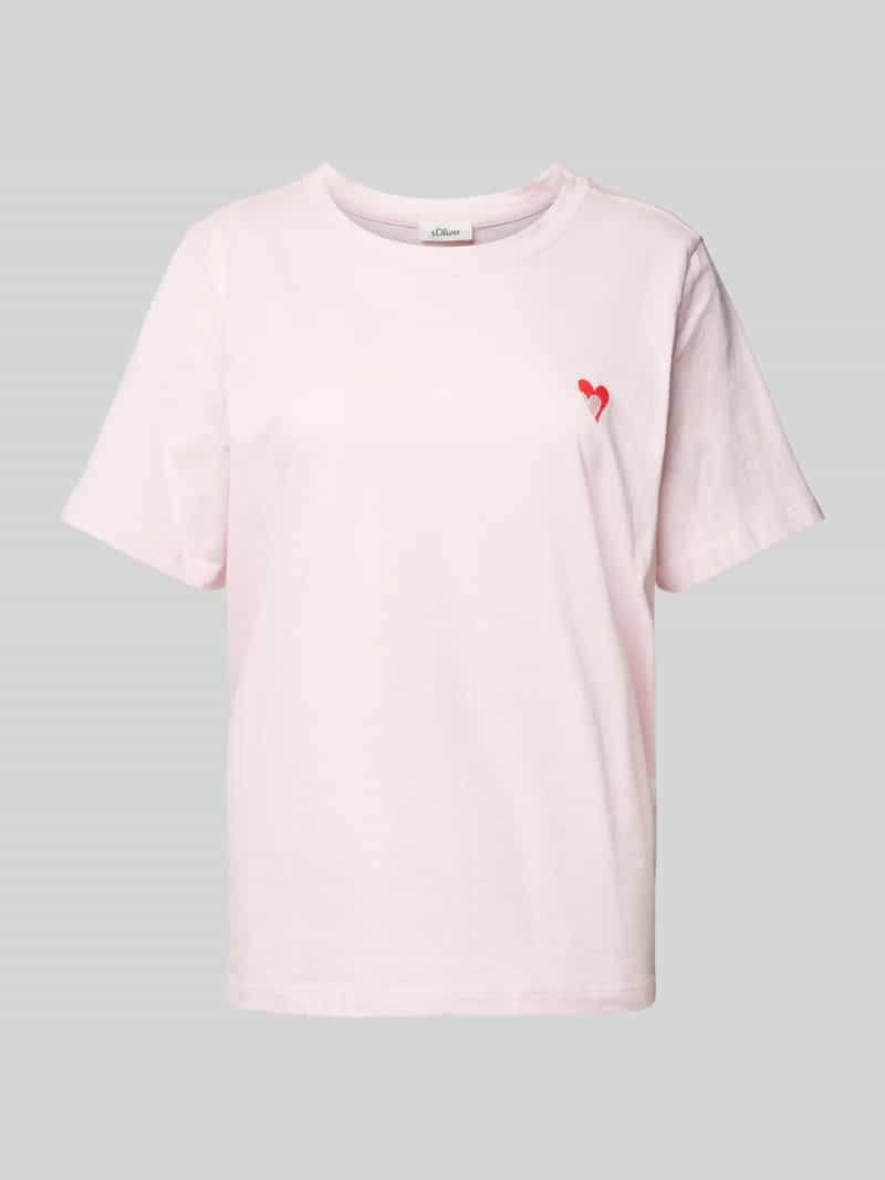 T-shirt o kroju relaxed fit z czystej bawełny z wyhaftowanym sercem