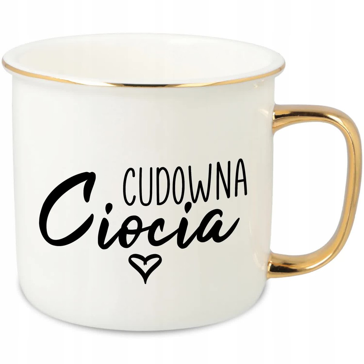 KUBEK UCHO RANT ZŁOTY PORCELANOWY RETRO 280ML PREZENT DLA PANI CUDOWNA WZ