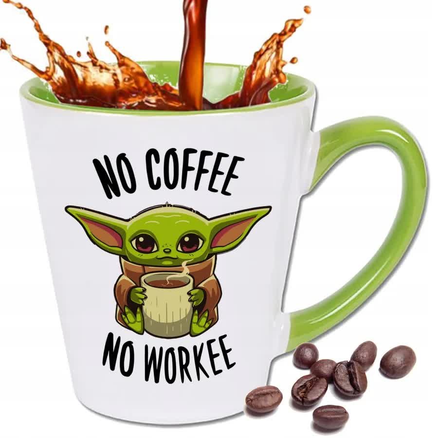 Kubek Zielony Latte Mały BABY YODA COFFE Wzory