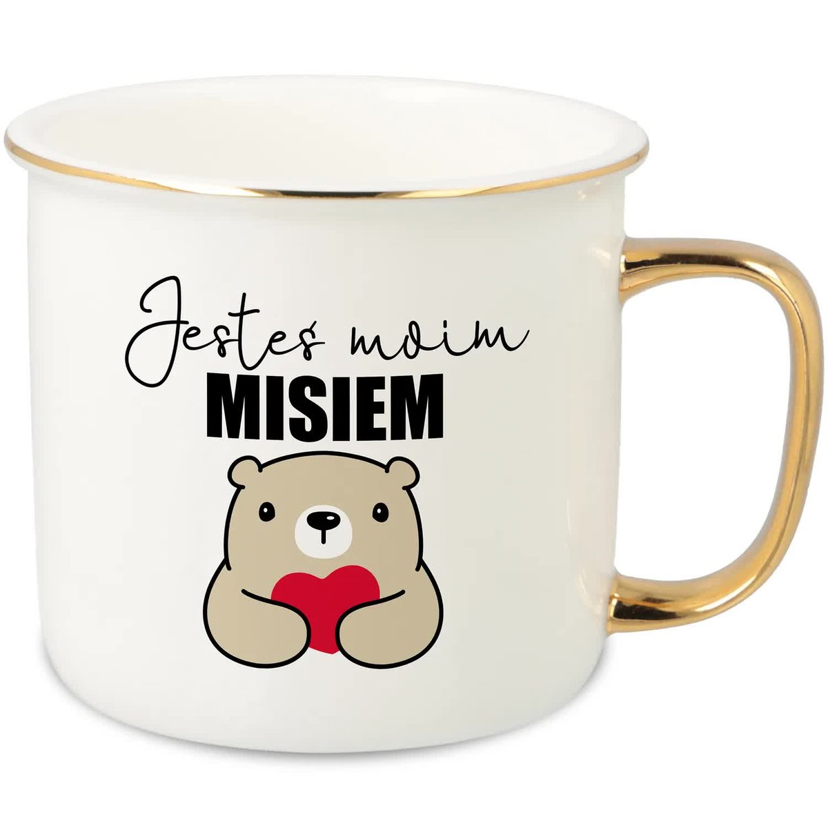 KUBEK UCHO RANT ZŁOTY PORCELANOWY RETRO 280ML PREZENT DLA MĘŻA MIX WZORY