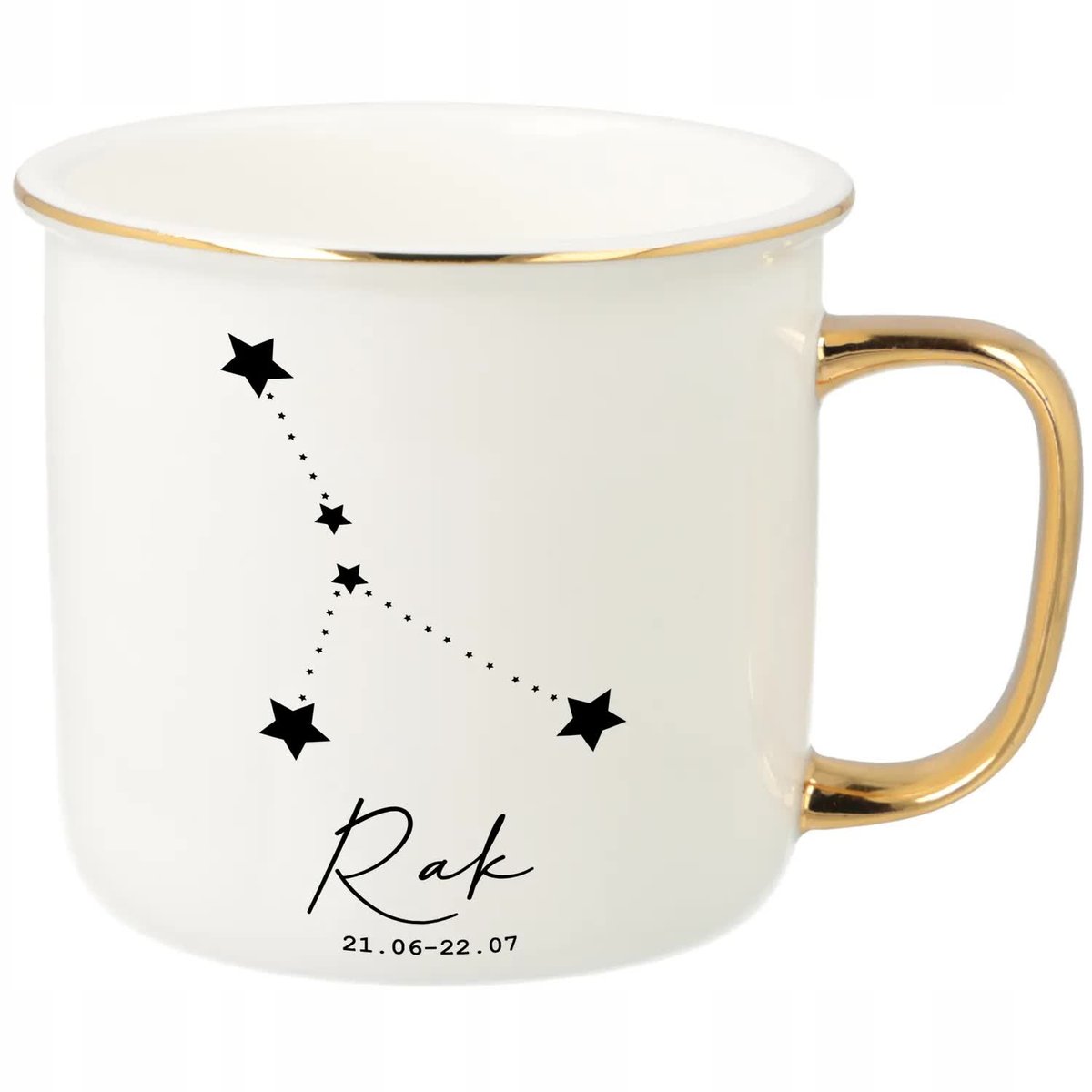KUBEK UCHO RANT ZŁOTY PORCELANOWY RETRO PREZENT DLA ZODIAKARY LEW MIX WZORY