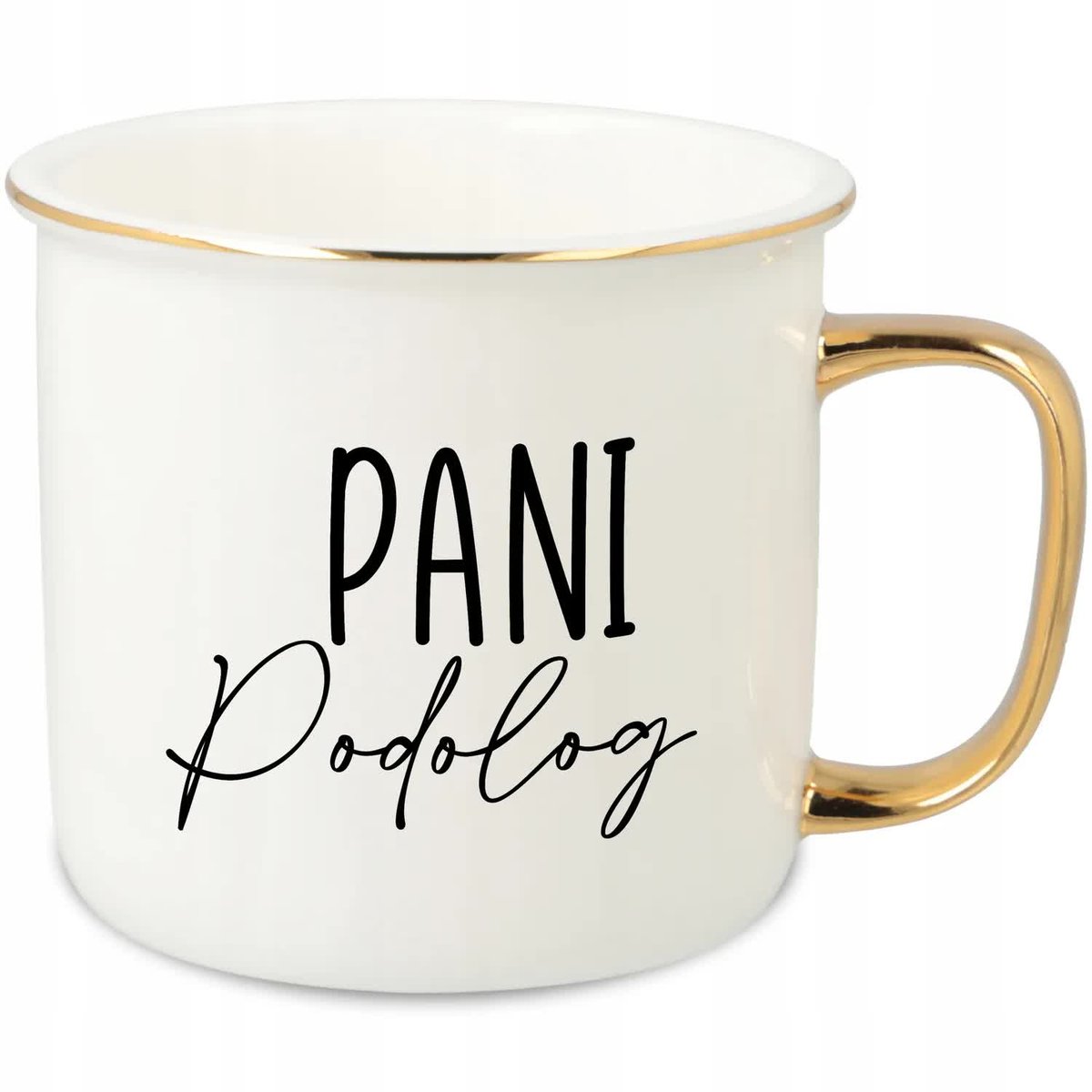 KUBEK UCHO RANT ZŁOTY PORCELANOWY RETRO PREZENT DLA PANI PODOLOG MIX WZORY