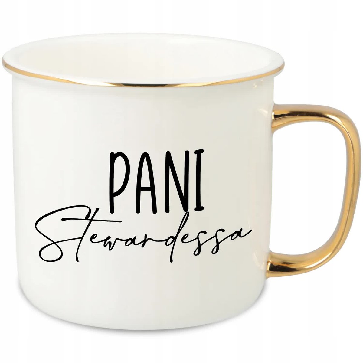 KUBEK UCHO RANT ZŁOTY PORCELANOWY RETRO PREZENT DLA PANI STEWARDESSA WZ