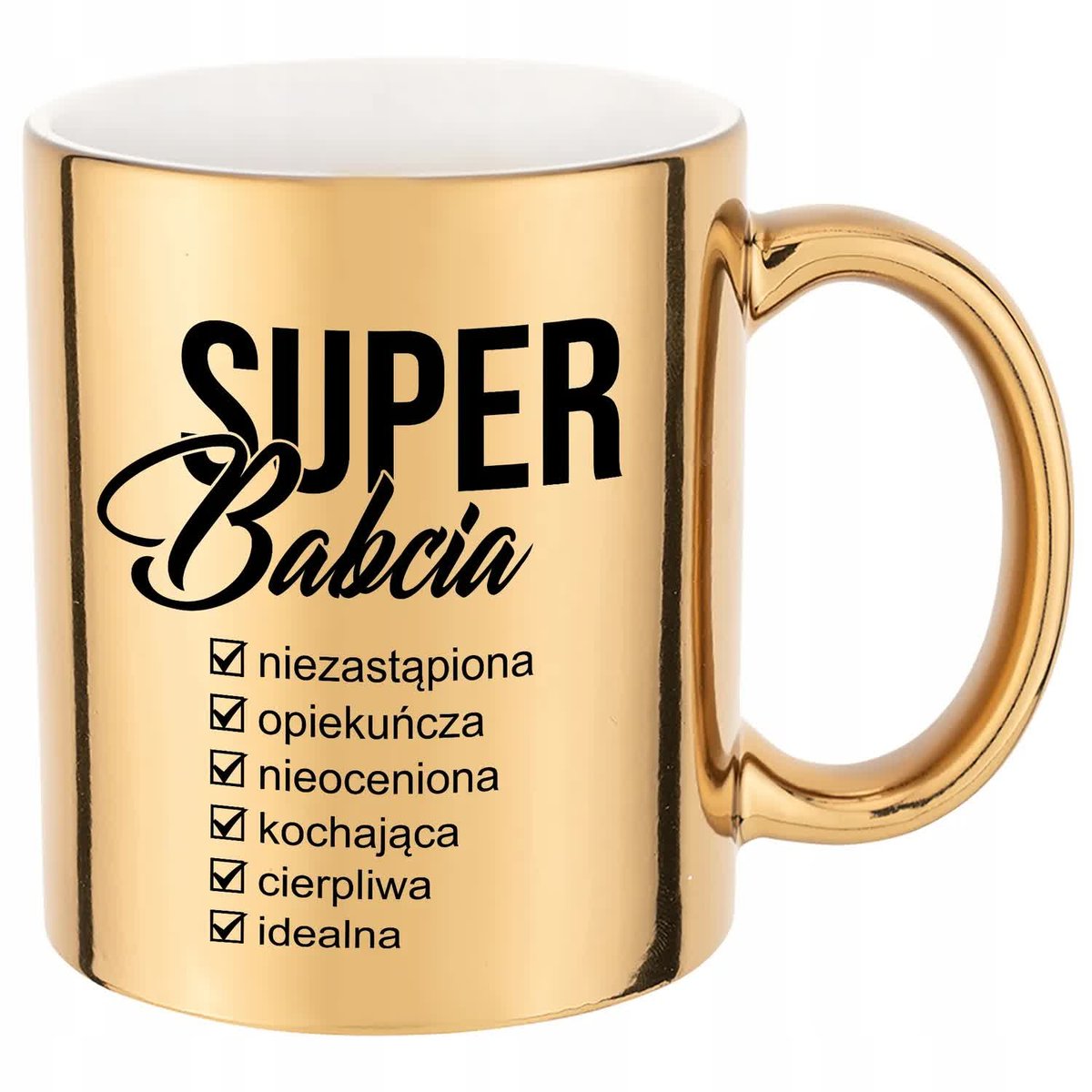 KUBEK ZŁOTY PREZENT DLA SUPER BABCI WIELE WZORY