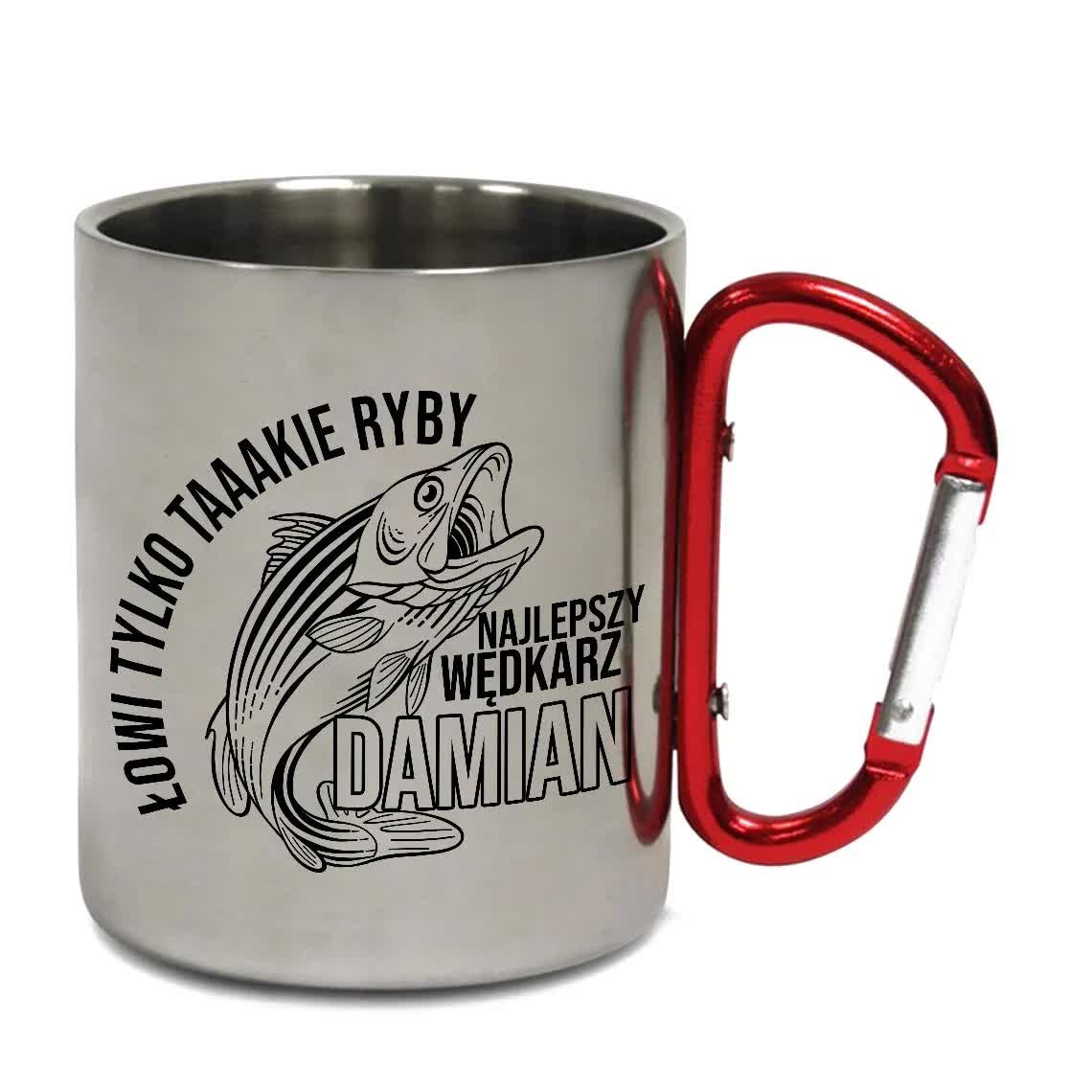 KUBEK METALOWY Z KLAMRĄ PREZENT DLA WĘDKARZA WZ