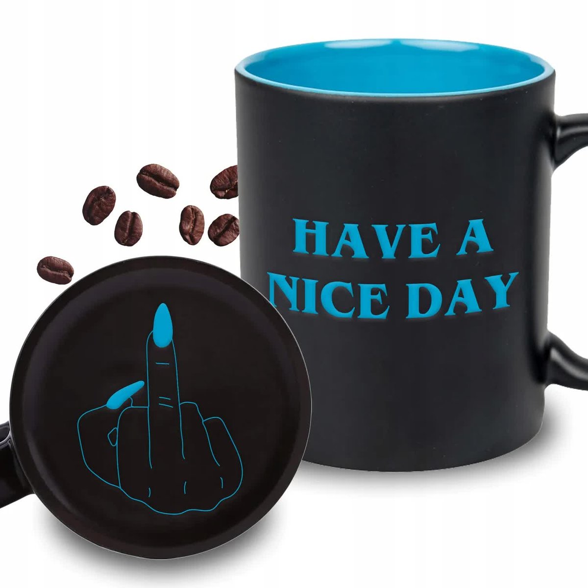 KUBEK GRAWER Niebieski Upominek Na Prezent Urodziny HAVE A NICE DAY Fuck