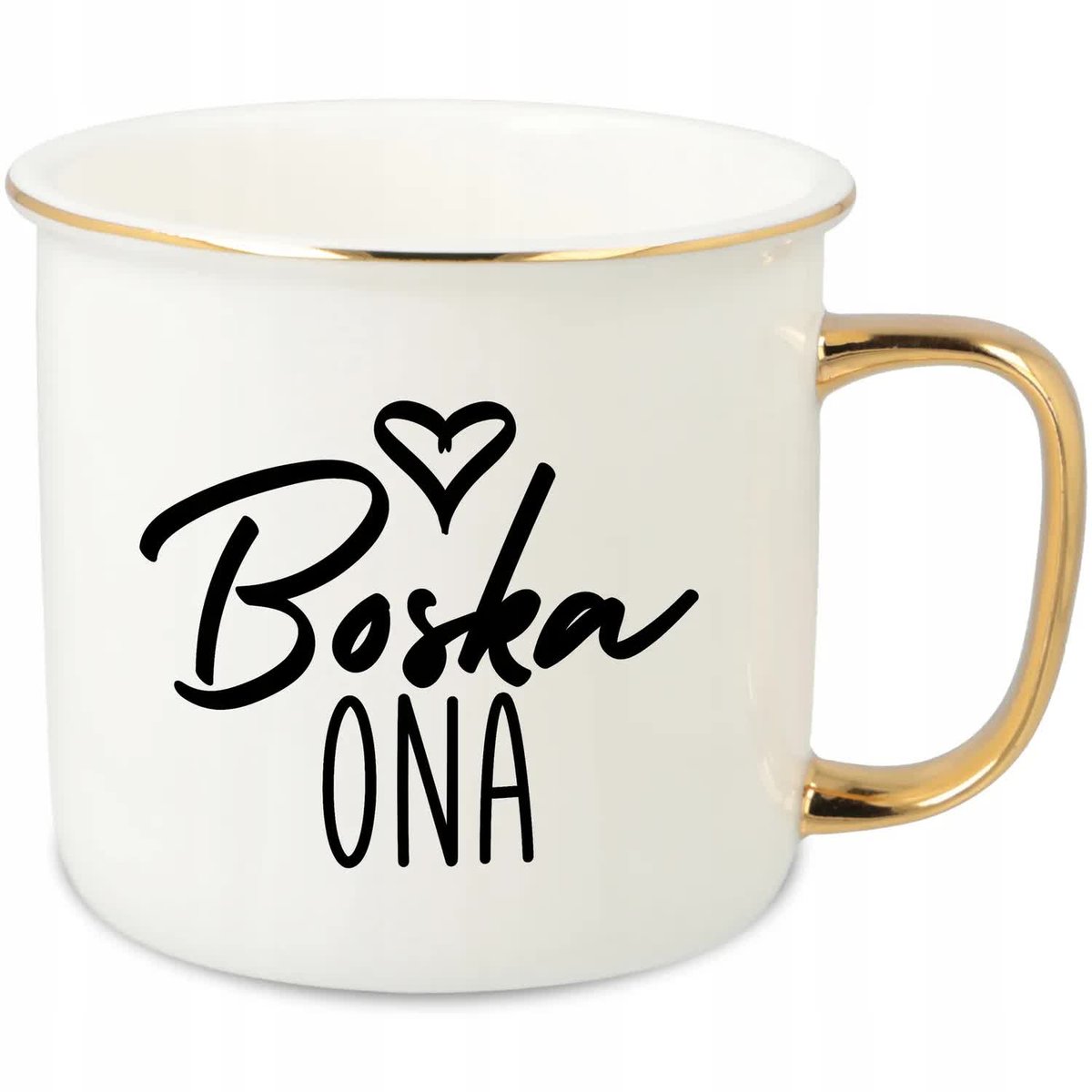 KUBEK UCHO RANT ZŁOTY PORCELANOWY RETRO 280ML PREZENT DLA BOSKA ONA WZORY