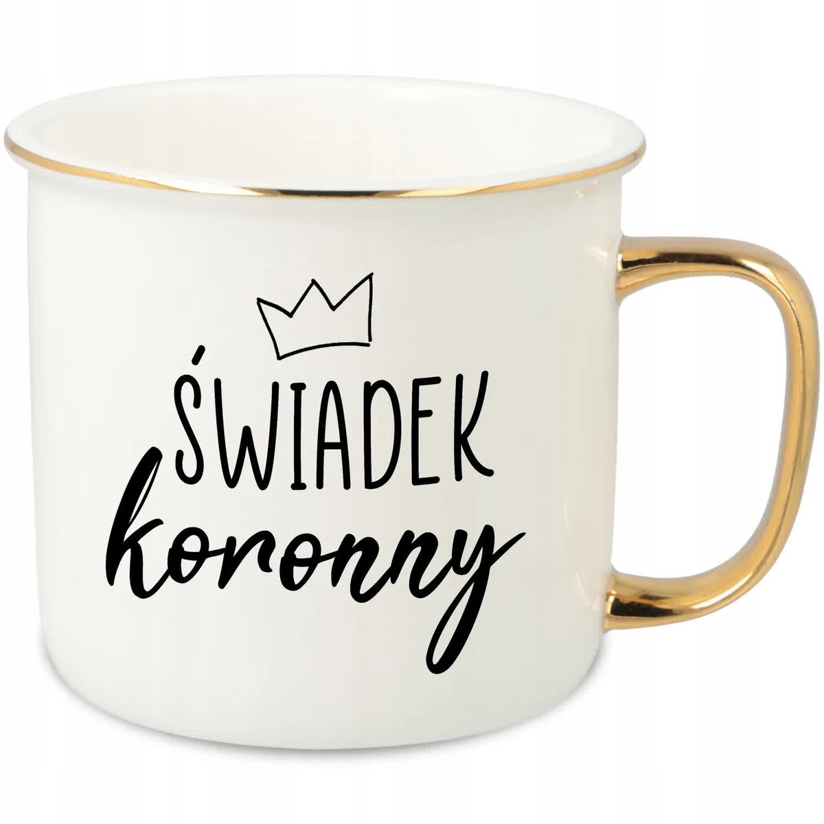 KUBEK UCHO RANT ZŁOTY PORCELANOWY RETRO PREZENT DLA ŚWIADEK KORONNY WZORY