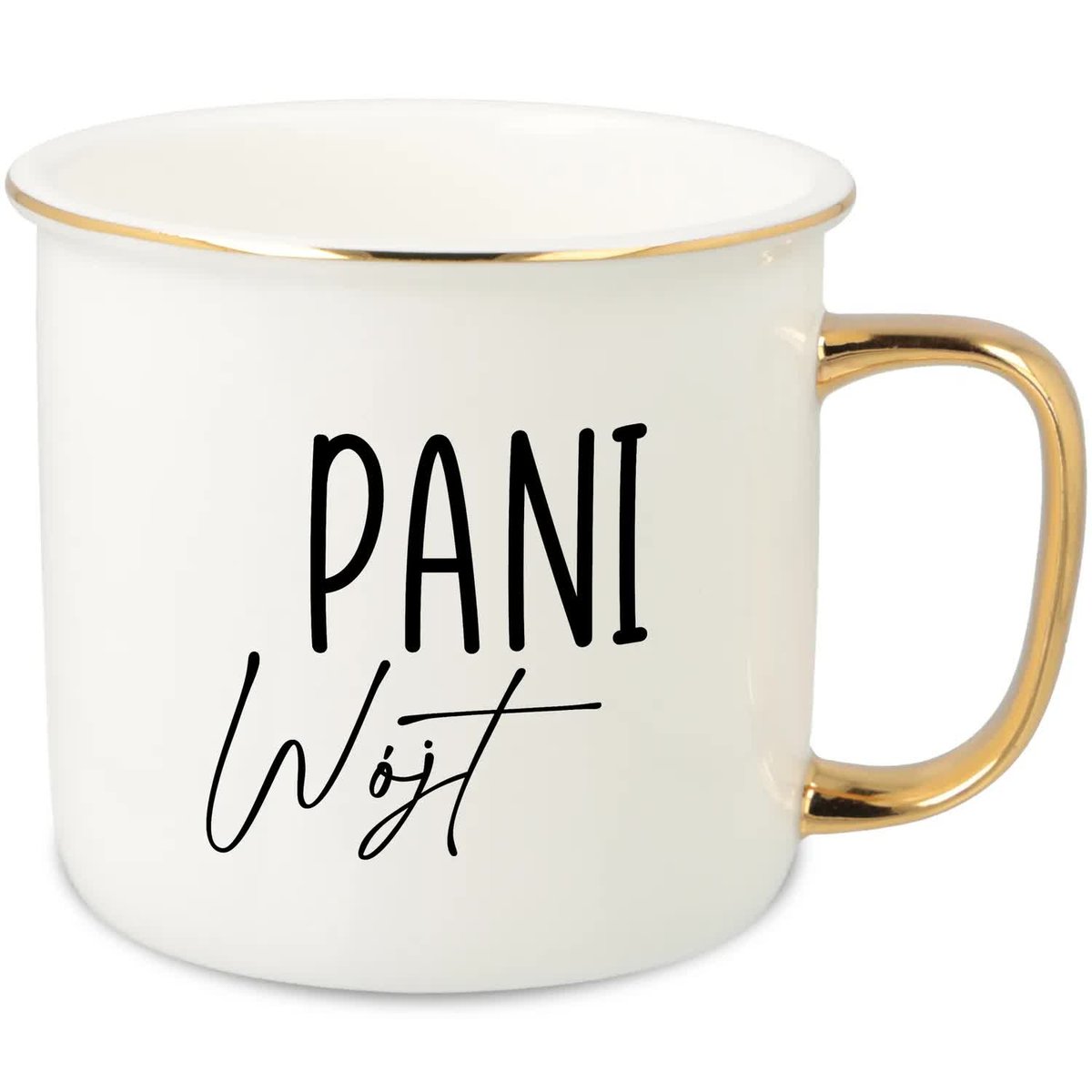 KUBEK UCHO RANT ZŁOTY PORCELANOWY RETRO PREZENT DLA ZODIAKARY PANI WÓJT WZ