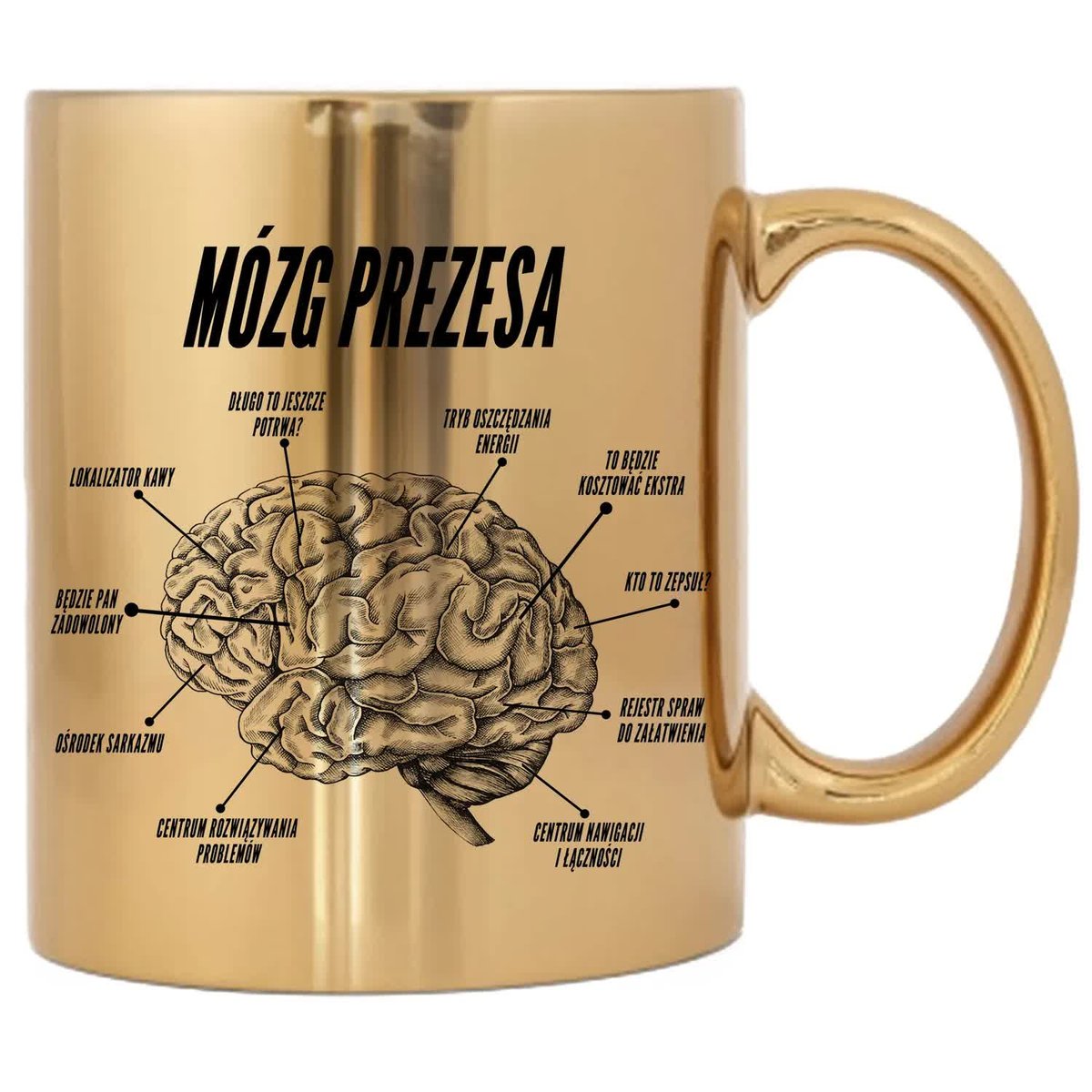 KUBEK ZŁOTY PRAKTYCZNY I ORGINALNY PREZENT DLA SZEFA MÓZG PREZESA UPOMINEK
