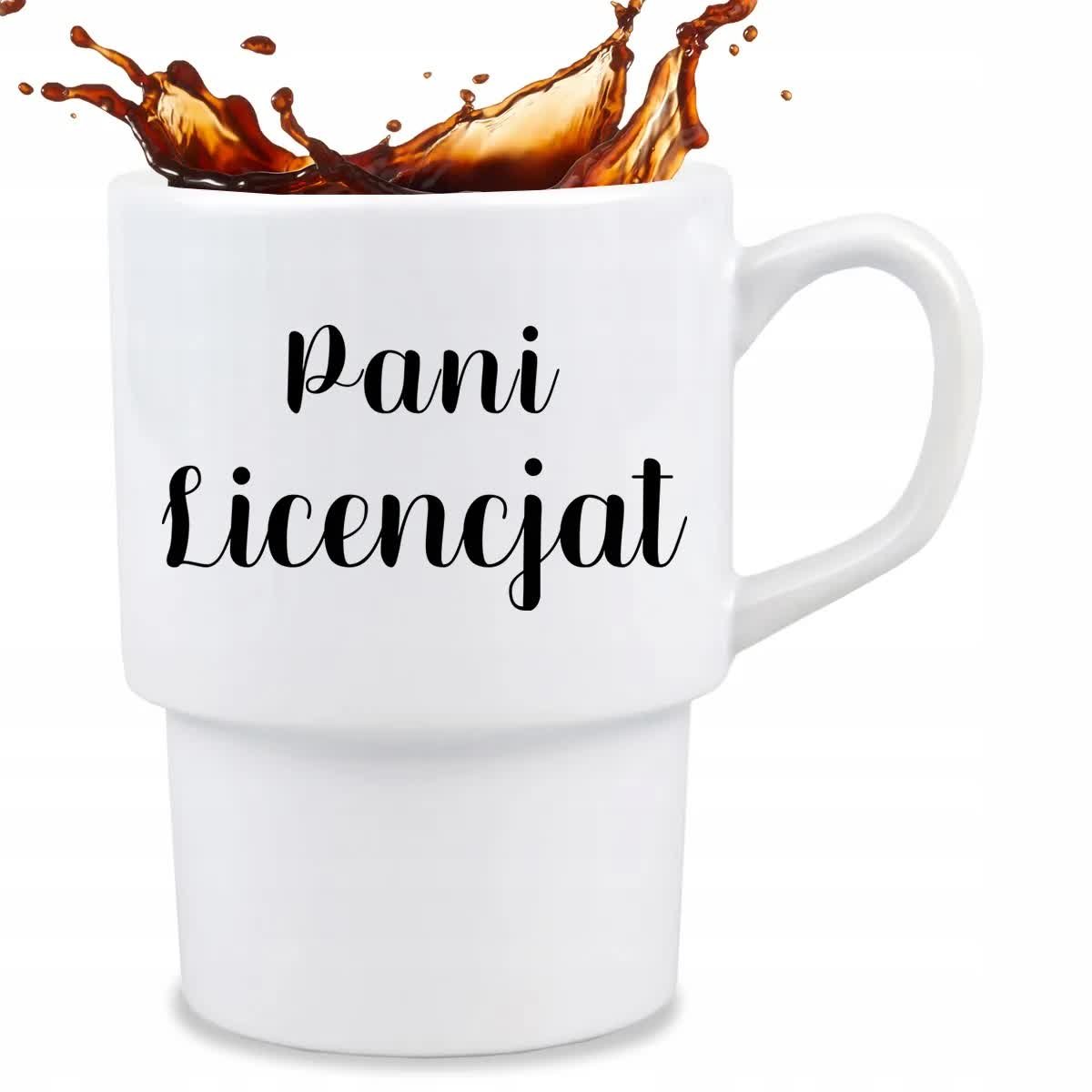 KUBEK BAROWY Biały Prezent Urodziny Imieniny Dla Kobiety PANI LICENCJAT Wz