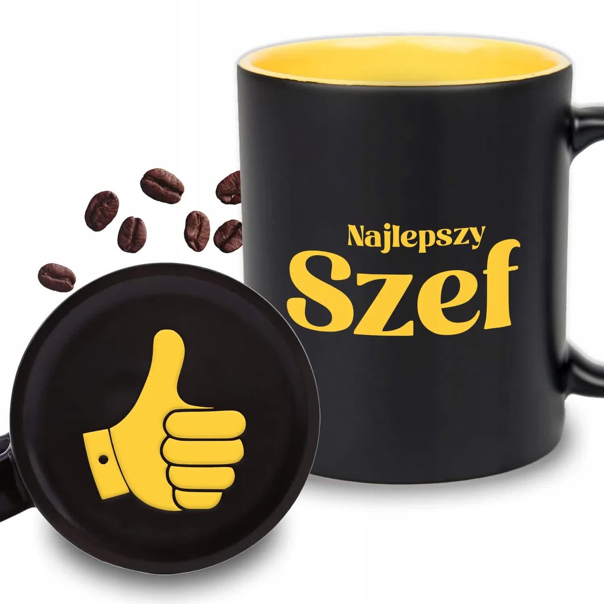 KUBEK Z GRAWEREM Żółty Upominek Prezent Urodziny Dla Szefa NAJLEPSZY SZEF