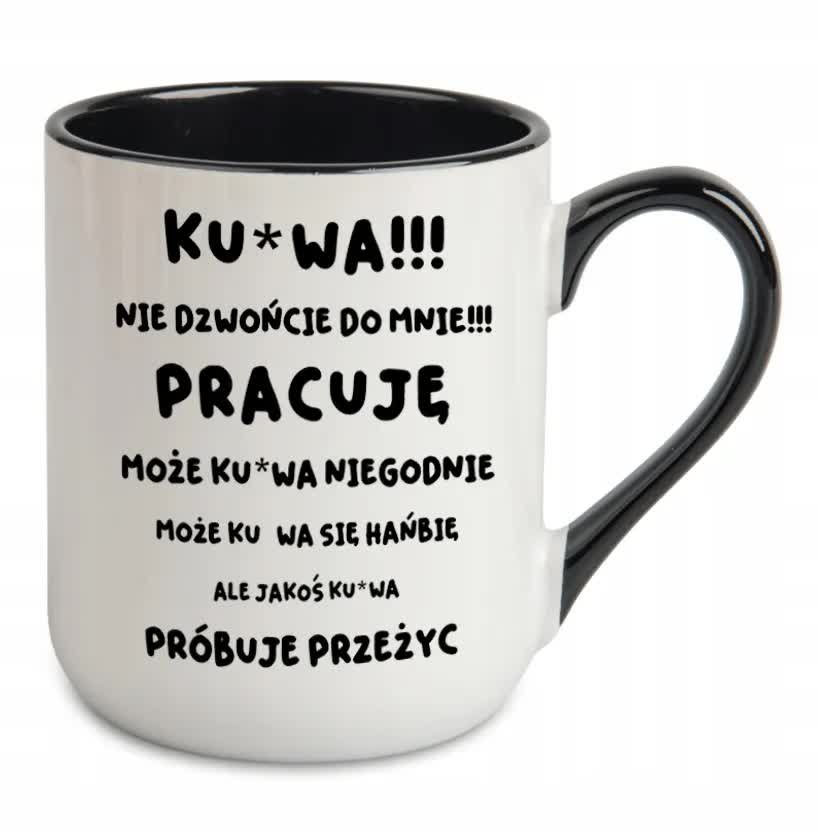 KUBEK CZARNY COMBO Na Prezent Do Pracy W Korpo KU*WA NIE DZWOŃCIE DO MNIE