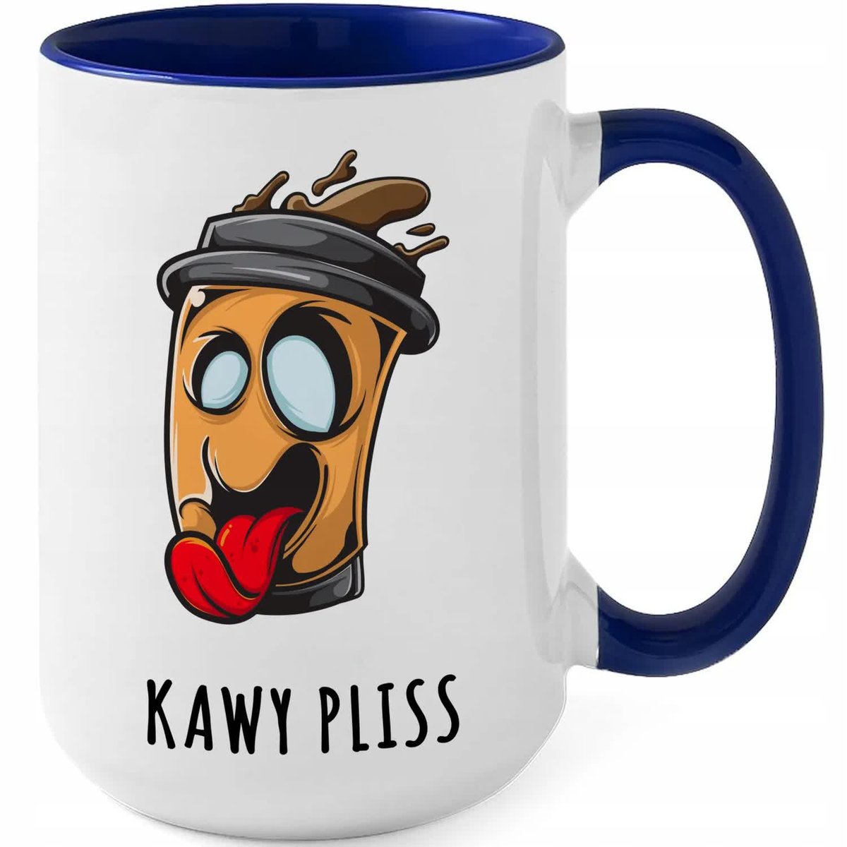 Kubek MEGA DUŻY GRANATOWY KAWY PLISS Śmieszny Prezent WIELE WZORÓW