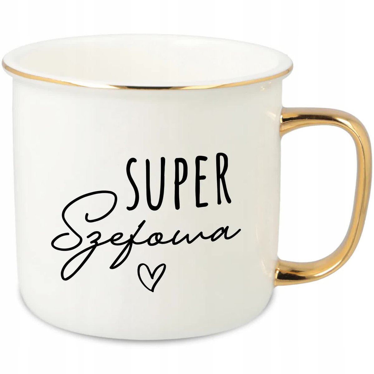 KUBEK UCHO RANT ZŁOTY PORCELANOWY RETRO 280ML PREZENT DLA SUPER SZEFOWEJ WZ