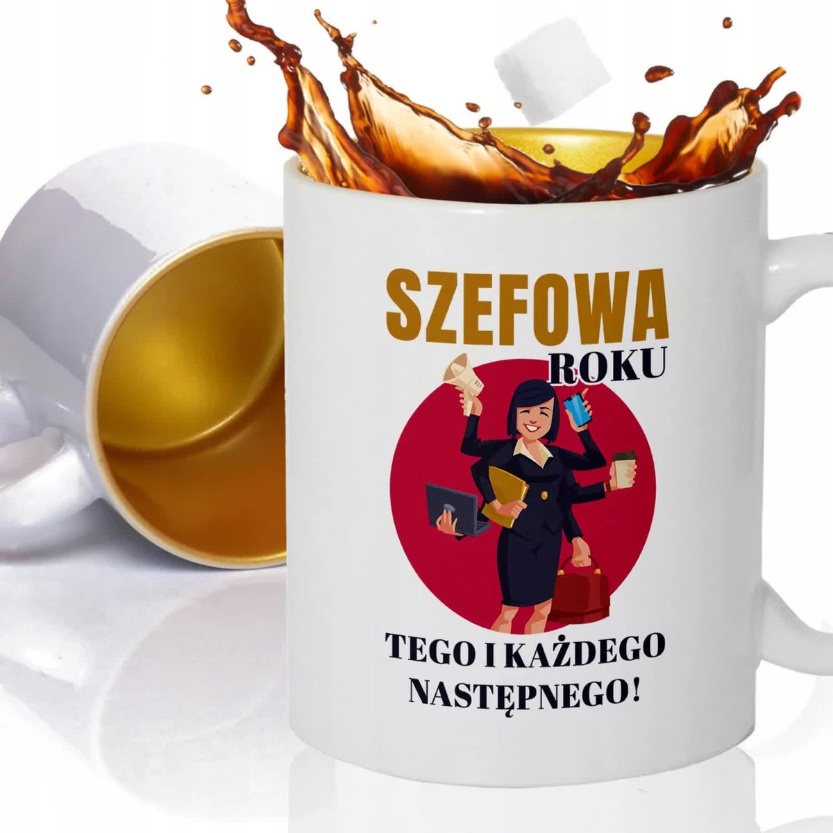 Kubek Złoty Na Prezent Dla SZEFOWEJ ROKU Wzory