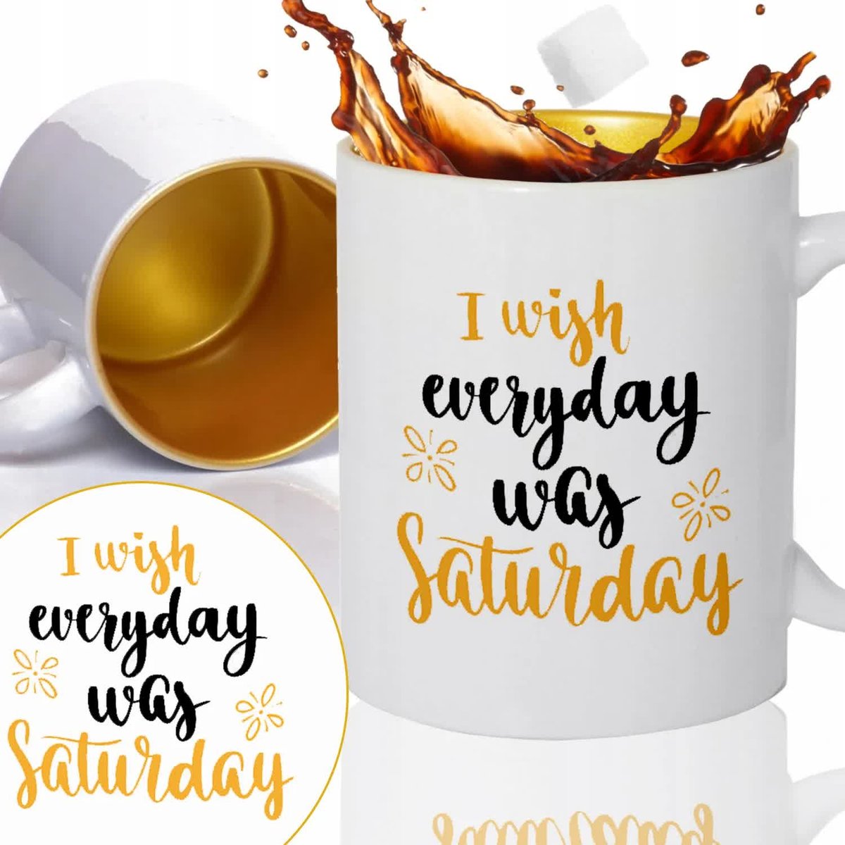 Kubek Złoty Prezent Urodziny EVERYDAY SATURDAY Wz