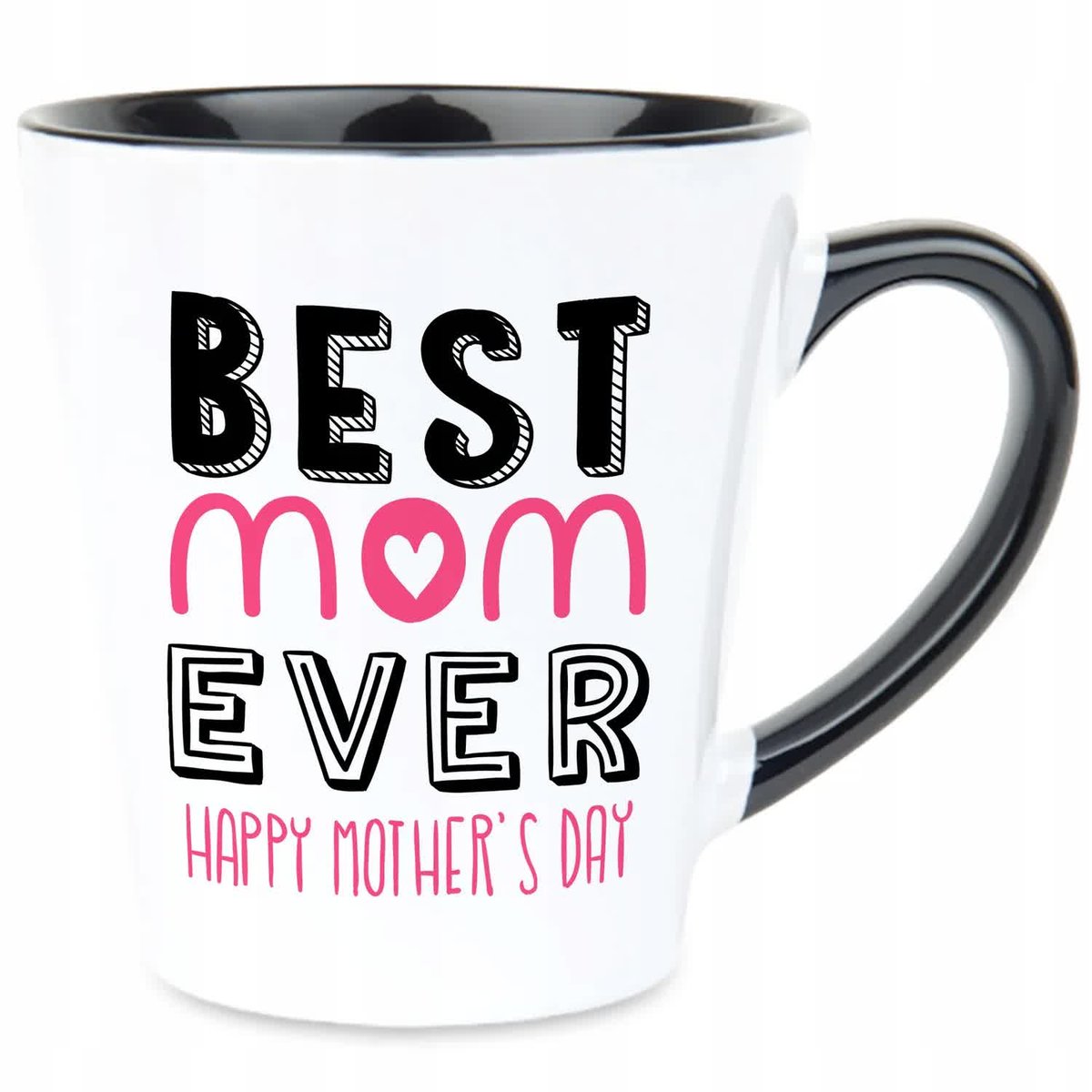 Kubek Latte Czarno Biały BEST MOM EVER 350ml Na Prezent Zabawne Wzory