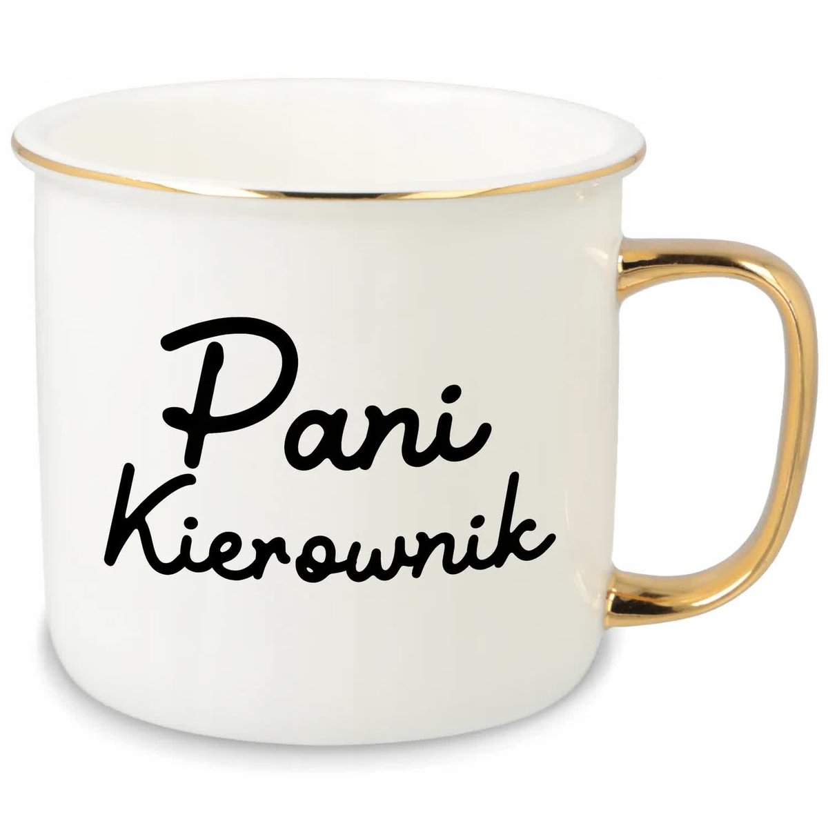 KUBEK UCHO RANT ZŁOTY PORCELANOWY RETRO 280ML PREZENT DLA PANI KIEROWNIK WZ