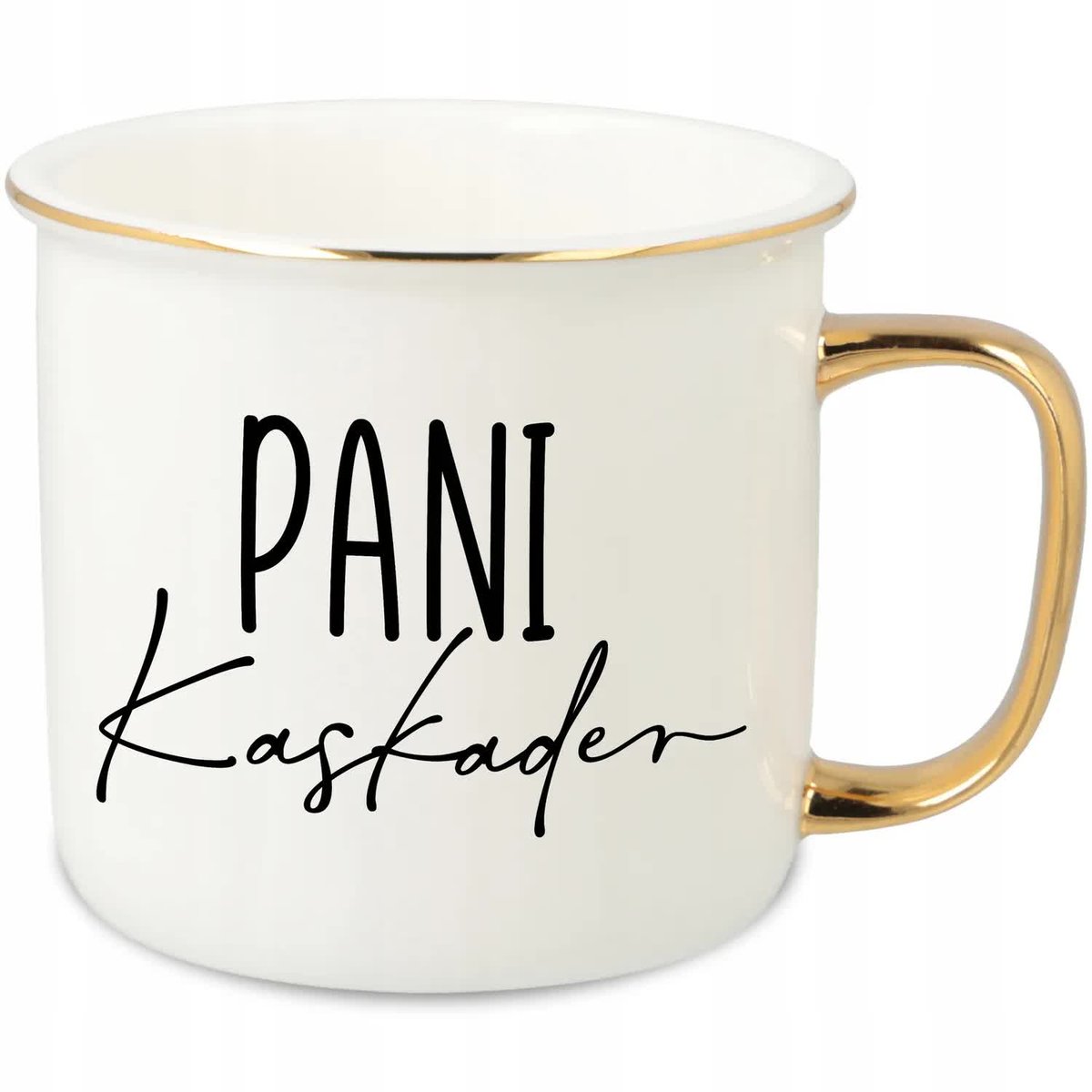 KUBEK UCHO RANT ZŁOTY PORCELANOWY RETRO 280ML PREZENT DLA KASKADER WZORY