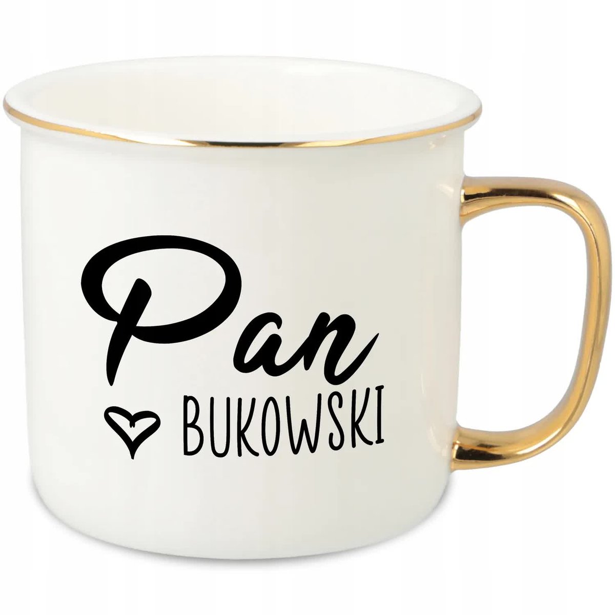 KUBEK UCHO RANT ZŁOTY PORCELANOWY RETRO 280ML PREZENT DLA PAN BUKOWSKI WZ