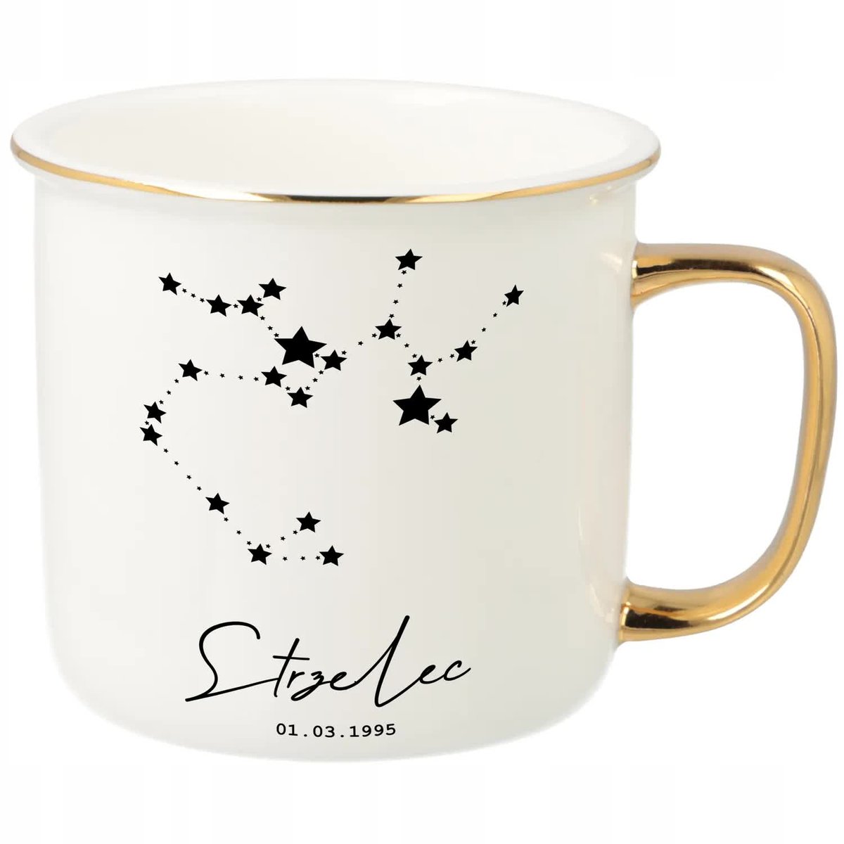 KUBEK UCHO RANT ZŁOTY PORCELANOWY RETRO PREZENT DLA ZODIAKARY SKORPION WZ