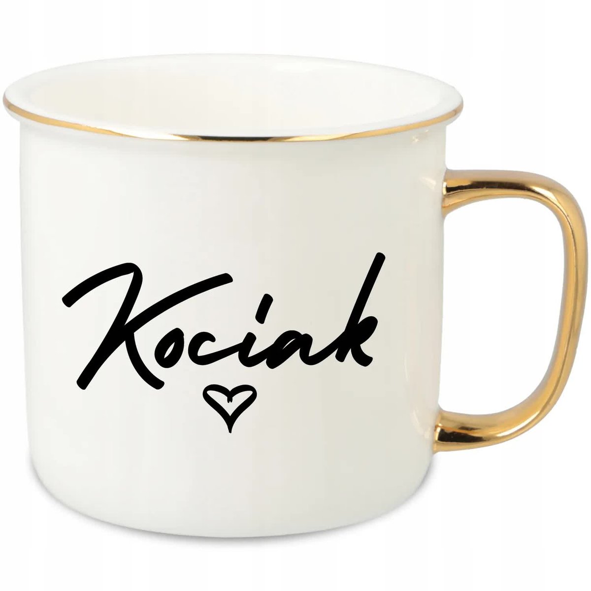 KUBEK UCHO RANT ZŁOTY PORCELANOWY RETRO PREZENT DLA DZIEWCZYNY KOCIAK WZ