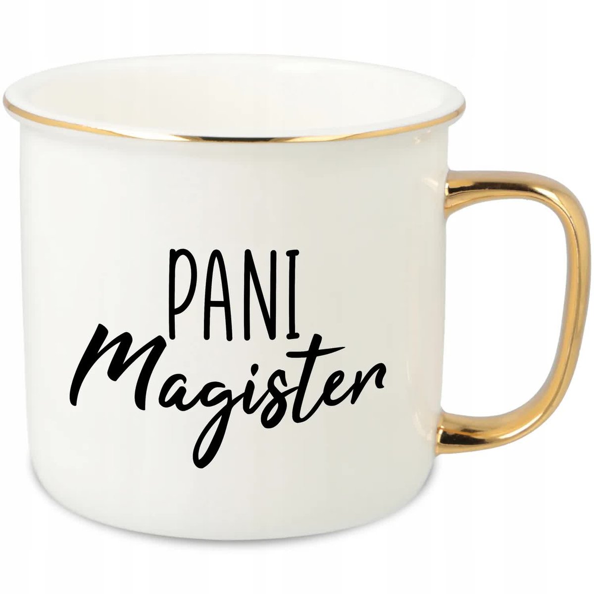 KUBEK UCHO RANT ZŁOTY PORCELANOWY RETRO PREZENT DLA PANI MAGISTER MIX WZORY