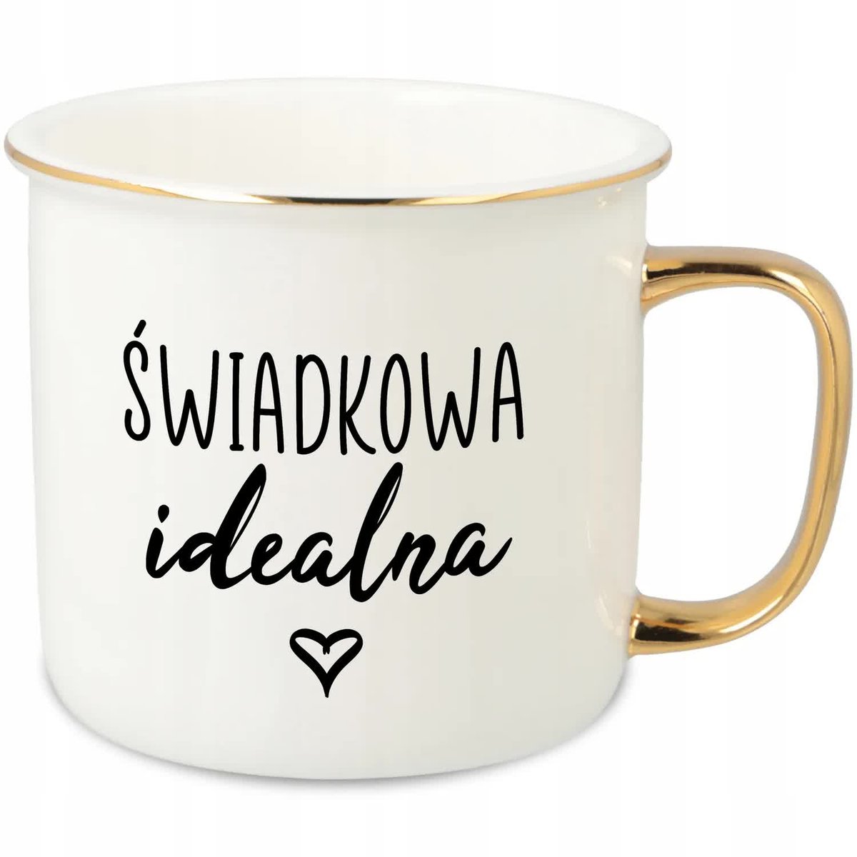 KUBEK UCHO RANT ZŁOTY PORCELANOWY RETRO PREZENT DLA ŚWIADKOWA IDEALNA WZ