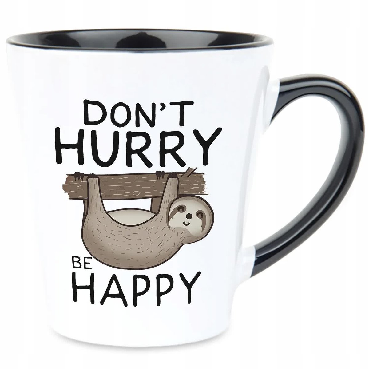 Kubek Latte Czarno Biały DONT'T HURRY BE HAPPY 350ml Na Prezent Zabawne Wz