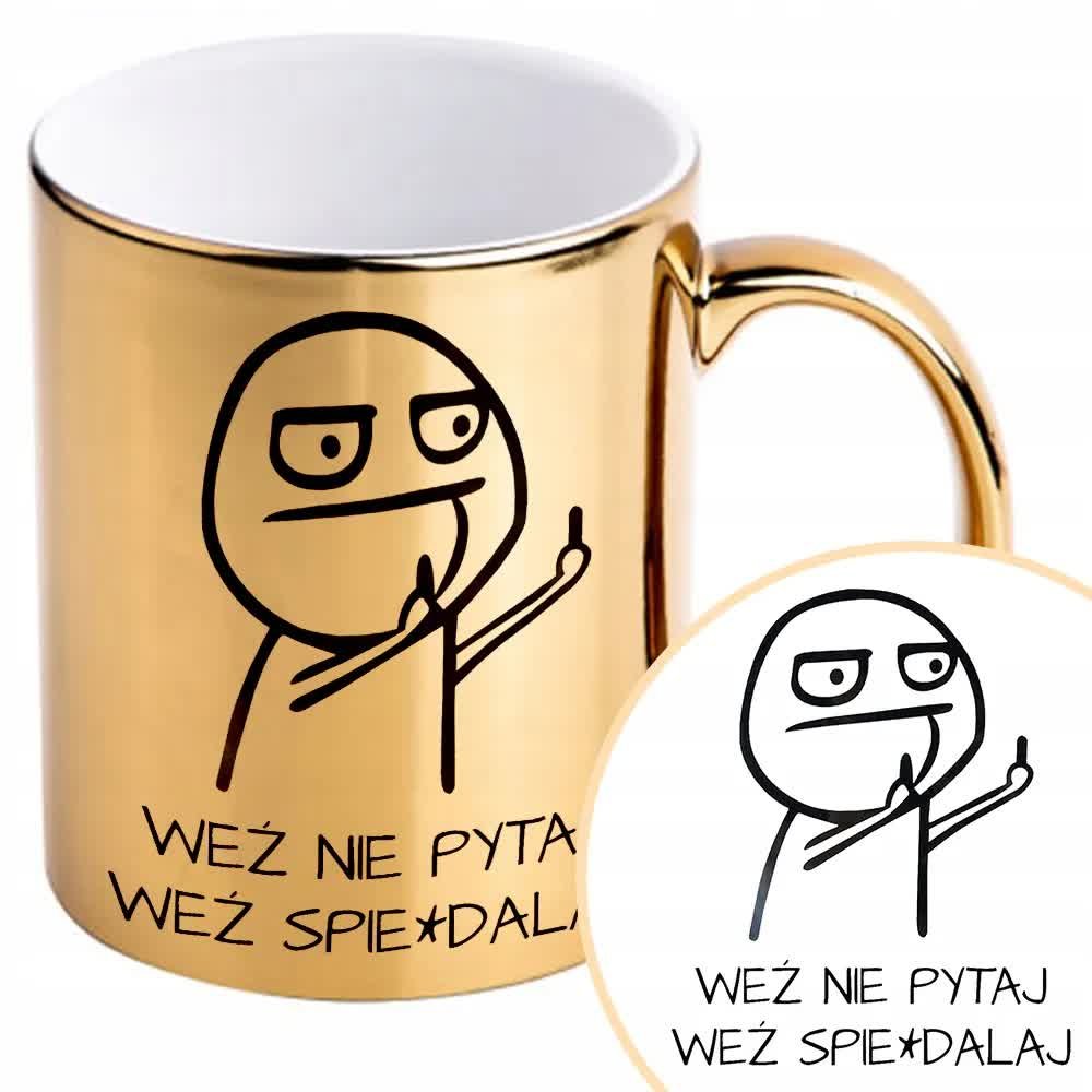 KUBEK ZŁOTY NA PREZENT ŚMIESZNY PREZENT NA POŻEGNANIE DO PRACY BIURA KORPO